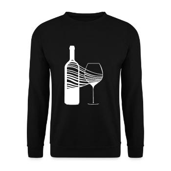 Sommelier Motiv - Weinglas und Weinflasche - Unisex Pullover - Schwarz - Vorne - Alina (178cm) & Michal (187cm)