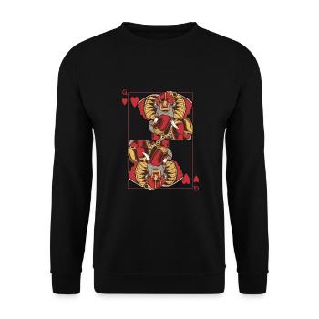 Elephant Steampunk Card Game Heart Queen Poker - Unisex Sweatshirt - black - Front - Alina (178cm) & Michal (187cm)