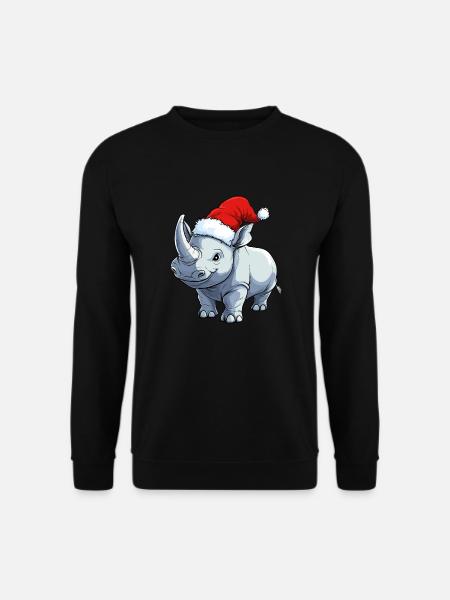 Santa Claus Rhinoceros - Unisex Sweatshirt - black