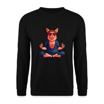 Yogi Piggy - Sweat-shirt Unisexe - noir - Devant - Alina (178cm) & Michal (187cm)