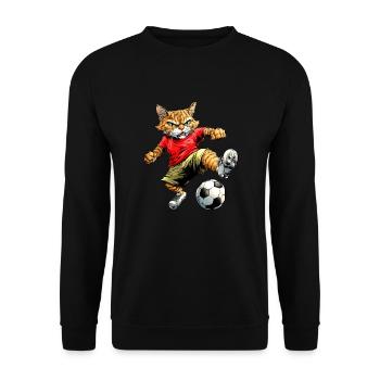Katzen Fussball - Unisex Pullover - Schwarz - Vorne - Alina (178cm) & Michal (187cm)