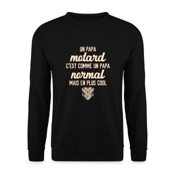 Papa motard cadeau tee shirt moto - Sweat-shirt Unisexe - noir - Devant - Alina (178cm) & Michal (187cm)