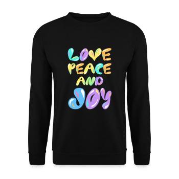 Liebe Frieden und Freude - Unisex Pullover - Schwarz - Vorne - Alina (178cm) & Michal (187cm)