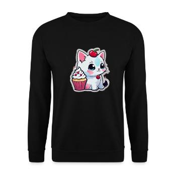 Cute cat in cupcake costume - Unisex Sweatshirt - black - Front - Alina (178cm) & Michal (187cm)