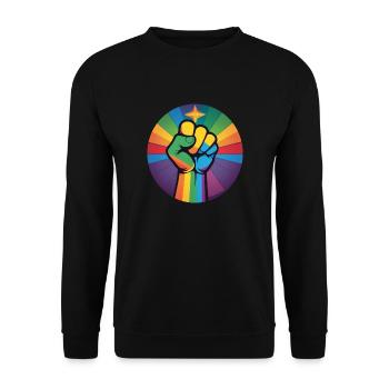 LGBTQ Hand - Regenbogen gay pride - Unisex Pullover - Schwarz - Vorne - Alina (178cm) & Michal (187cm)