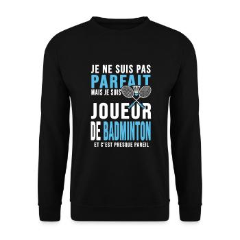 joueur de badminton cadeau humour badminton - Sweat-shirt Unisexe - noir - Devant - Alina (178cm) & Michal (187cm)