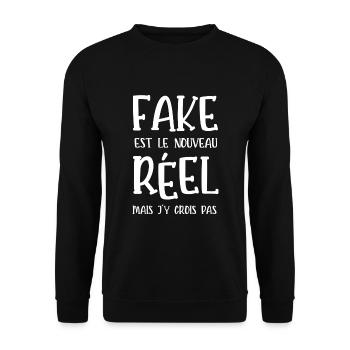 fake est le nouveau réel - Sweat-shirt Unisexe - noir - Devant - Alina (178cm) & Michal (187cm)