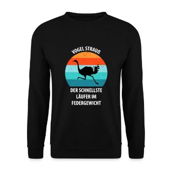 Strauß Ostrich Vogel Strauß Ornithologie - Unisex Pullover - Schwarz - Vorne - Alina (178cm) & Michal (187cm)