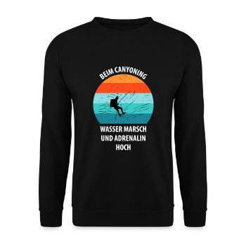 Canyoning Bergsteigen Klettern Wandern Berge - Unisex Pullover - Schwarz - Vorne - Alina (178cm) & Michal (187cm)