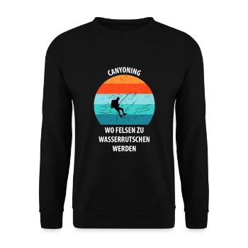 Canyoning Bergsteigen Klettern Wandern Berge - Unisex Pullover - Schwarz - Vorne - Alina (178cm) & Michal (187cm)