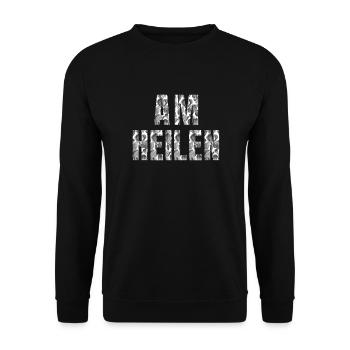 Am heilen - Shirt - Unisex Sweatshirt - black - Front - Alina (178cm) & Michal (187cm)