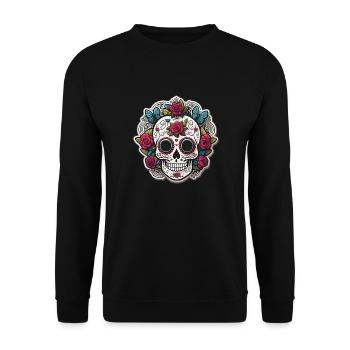 Sugar Skull - Unisex Pullover - Schwarz - Vorne - Alina (178cm) & Michal (187cm)