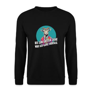 Bis zur ersten Ziege war ich ganz normal - Unisex Pullover - Schwarz - Vorne - Alina (178cm) & Michal (187cm)