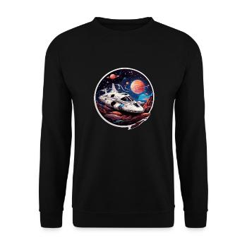 Vaisseau spatial croiseur spatial sur des planètes extraterrestres - Sweat-shirt Unisexe - noir - Devant - Alina (178cm) & Michal (187cm)