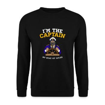 Kapitän - Mein Boot meine Regeln - Unisex Pullover - Schwarz - Vorne - Alina (178cm) & Michal (187cm)