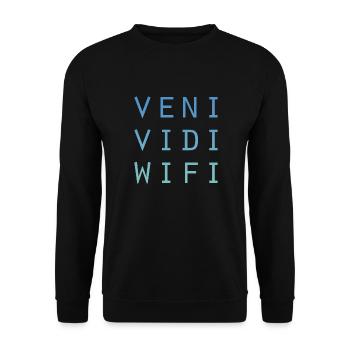 Veni Vidi Wifi (plain) - Unisex Sweatshirt - black - Front - Alina (178cm) & Michal (187cm)
