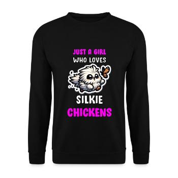 Juste une fille qui aime le poulet Silkies Silkie - Sweat-shirt Unisexe - noir - Devant - Alina (178cm) & Michal (187cm)