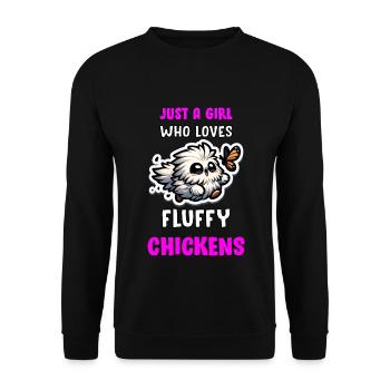 Juste une fille qui aime les poulets moelleux Soyeux - Sweat-shirt Unisexe - noir - Devant - Alina (178cm) & Michal (187cm)