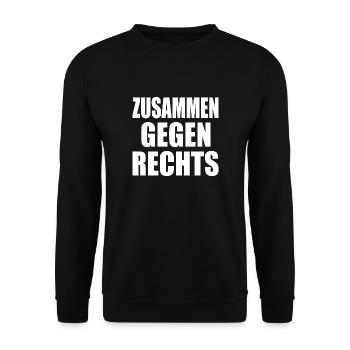 Zusammen gegen rechts - Unisex Pullover - Schwarz - Vorne - Alina (178cm) & Michal (187cm)