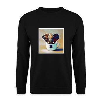 Éléphant buvant un café - Sweat-shirt Unisexe - noir - Devant - Alina (178cm) & Michal (187cm)