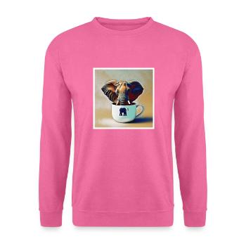 Elephant drinking a coffee - Unisex Sweatshirt - pink - Front