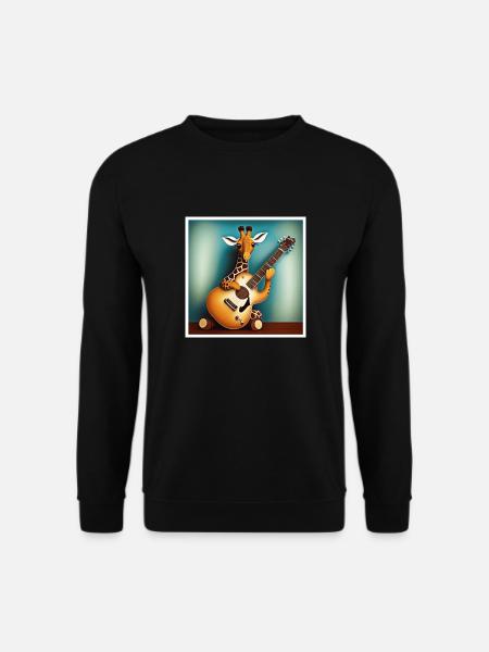 Giraffe spielt auf einer Gitarre - Unisex Pullover - Schwarz