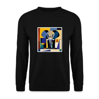 Elephant on a T-shirt as art - Unisex Sweatshirt - black - Front - Alina (178cm) & Michal (187cm)