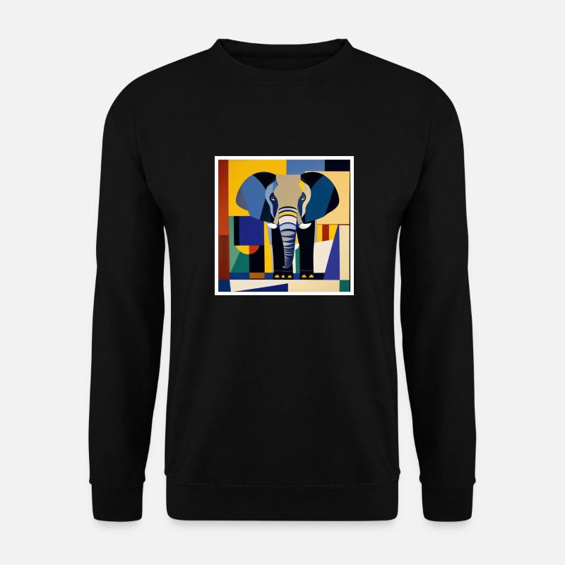 Elefant auf einem T-shirt als Kunst - Unisex Pullover - Schwarz