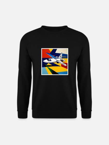 Flugzeug als Kunst auf dem T-shirt - Unisex Pullover - Schwarz