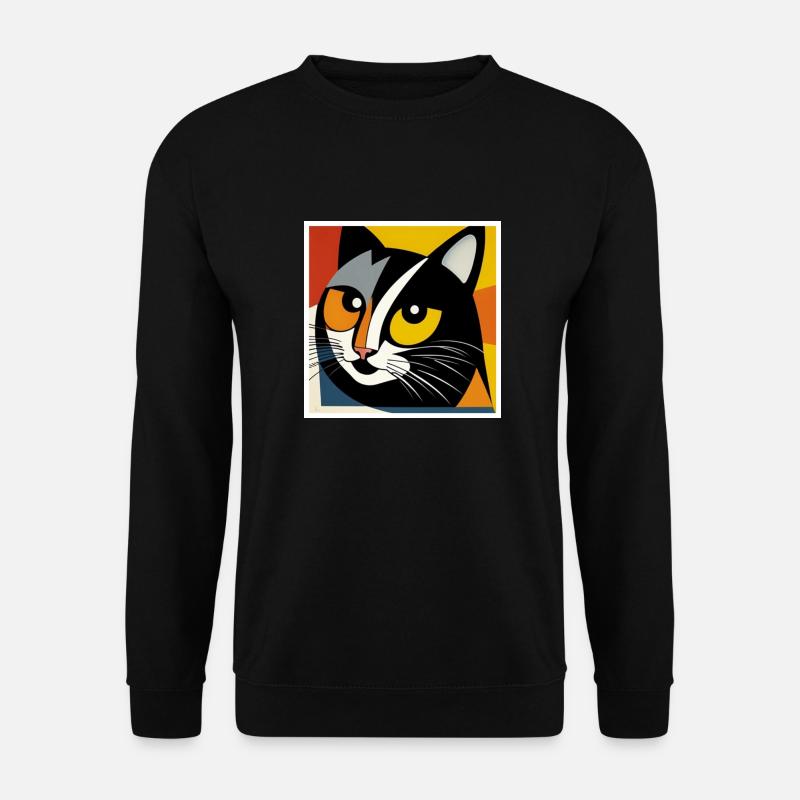 Katze als Kunst auf dem T-shirt - Unisex Pullover - Schwarz