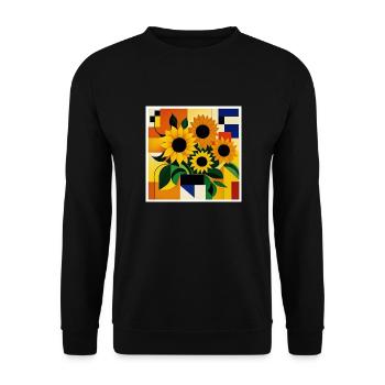 Sunflower as art on the T-shirt - Unisex Sweatshirt - black - Front - Alina (178cm) & Michal (187cm)
