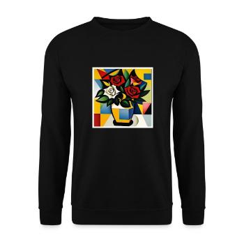 Roses bouquet as art on the t-shirt - Unisex Sweatshirt - black - Front - Alina (178cm) & Michal (187cm)