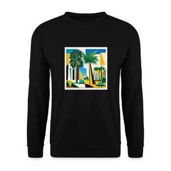 Palm trees on the side of the road as art on the T-shirt - Unisex Sweatshirt - black - Front - Alina (178cm) & Michal (187cm)