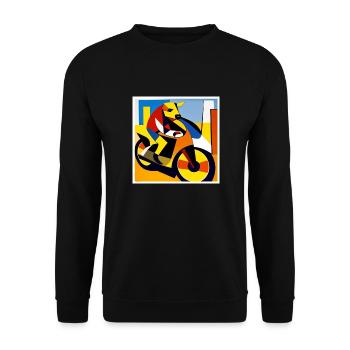 Dog on the bike as art on the T-shirt - Unisex Sweatshirt - black - Front - Alina (178cm) & Michal (187cm)