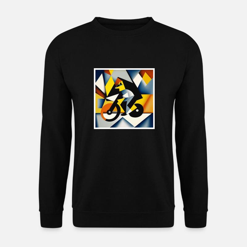 Hund auf dem Fahrrad als Kunst auf dem T-shirt - Unisex Pullover - Schwarz