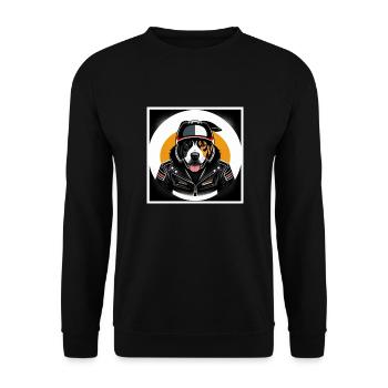 Dog has a motorcycle jacket on - Unisex Sweatshirt - black - Front - Alina (178cm) & Michal (187cm)