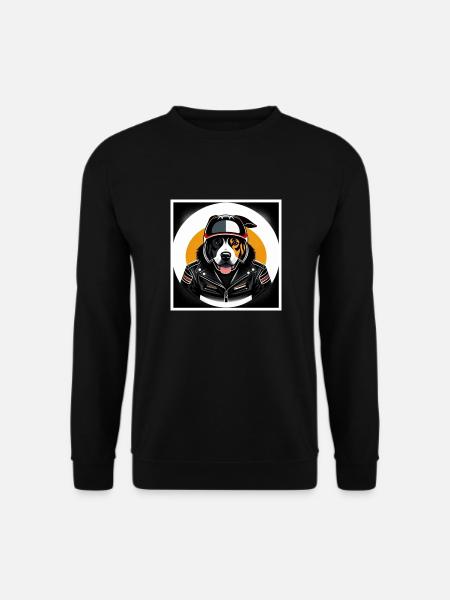 Hund hat eine Motorrad Jacke an - Unisex Pullover - Schwarz