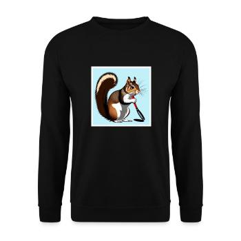 Squirrel with a tennis racket - Unisex Sweatshirt - black - Front - Alina (178cm) & Michal (187cm)