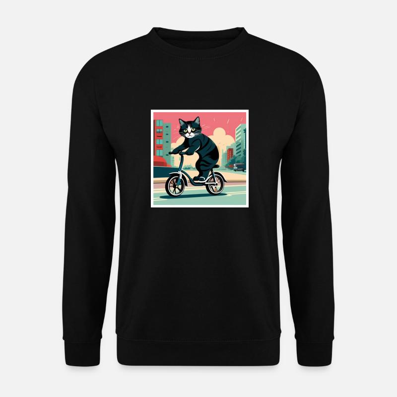 Chat faisant de la trottinette dans la rue - Sweat-shirt Unisexe - noir