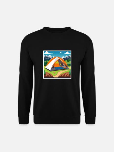 Camping with a tent in the great outdoors - Unisex Sweatshirt - black