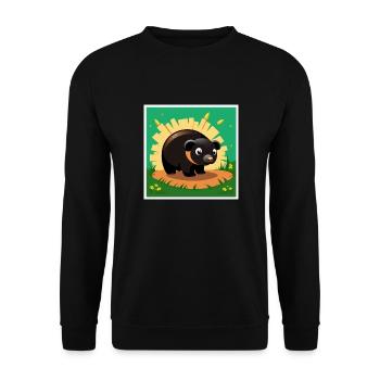 Maulwurf steht auf einem Erdhügel - Unisex Pullover - Schwarz - Vorne - Alina (178cm) & Michal (187cm)