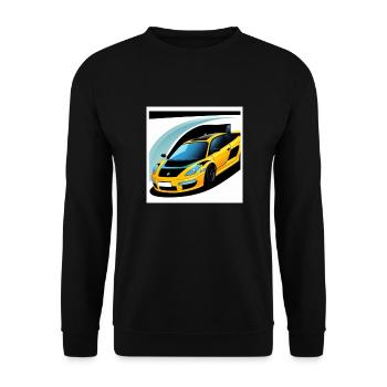 Sportwagen in gelb - Unisex Pullover - Schwarz - Vorne - Alina (178cm) & Michal (187cm)