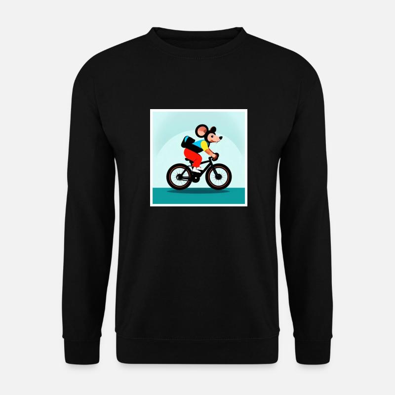 Eine Maus fährt auf einem Fahrrad - Unisex Pullover - Schwarz