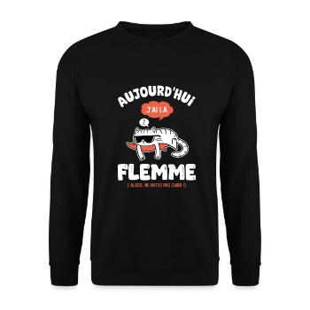 J ai la flemme humour drôles - Sweat-shirt Unisexe - noir - Devant - Alina (178cm) & Michal (187cm)