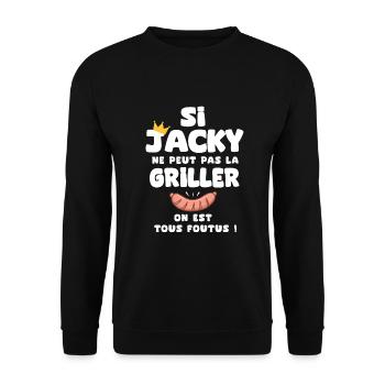 Jacky roi barbecue cadeau jacky fêtes - Sweat-shirt Unisexe - noir - Devant - Alina (178cm) & Michal (187cm)