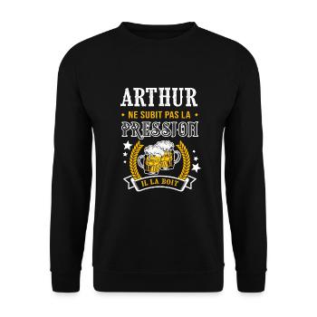 Arthur bière Arthur cadeau arthur fêtes - Sweat-shirt Unisexe - noir - Devant - Alina (178cm) & Michal (187cm)