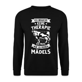 Lustiges Kuh Landwirt Bäuerin Kühe Geschenk - Unisex Pullover - Schwarz - Vorne - Alina (178cm) & Michal (187cm)