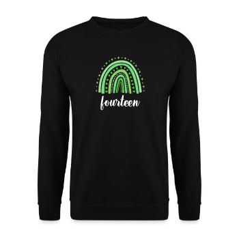 Arc-en-ciel vert Quatorze ans 14e anniversaire - Sweat-shirt Unisexe - noir - Devant - Alina (178cm) & Michal (187cm)