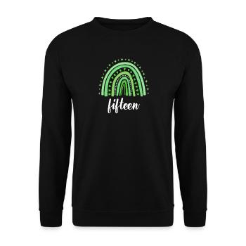 Green Rainbow Fifteen Years 15th Birthday - Unisex Sweatshirt - black - Front - Alina (178cm) & Michal (187cm)