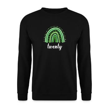 Grün Regenbogen Zwanzig Jahre 20. Geburtstag - Unisex Pullover - Schwarz - Vorne - Alina (178cm) & Michal (187cm)